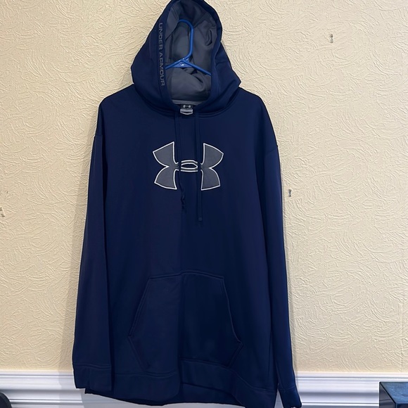 Navy Blue Under Armour Hoodie with Grey UA Logo on the front - Picture 1 of 4